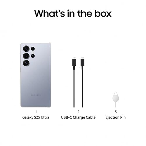 Samsung Galaxy S25 Ultra 5G AI Smartphone (Titanium Silverblue, 12GB RAM, 1TB Storage), 200MP Camera, S Pen Included, Long Battery Life