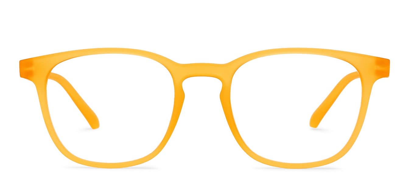 HUSTLR Zero Power Bluecut & Antiglare Computer Eyeglasses | Amber Full Rim Square | As Seen On Shark Tank | Peyush Bansal Glasses | For Men & Women | Medium | LB E14058-W