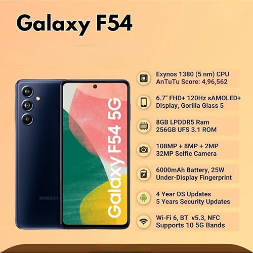Samsung Galaxy F54 5G (Meteor Blue) (256 GB ROM) (8 GB RAM)