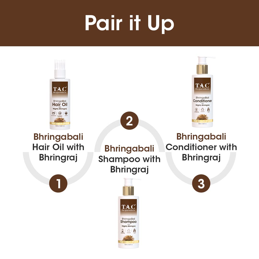 TAC Combo Of Bhringabali Hair Shampoo (250ml) & Bhringabali Conditioner (250ml), Sulphate & Paraben Free, for Women & Men, All Hair Types