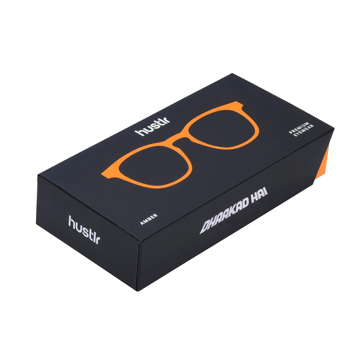 HUSTLR Zero Power Bluecut & Antiglare Computer Eyeglasses | Amber Full Rim Square | As Seen On Shark Tank | Peyush Bansal Glasses | For Men & Women | Medium | LB E14058-W