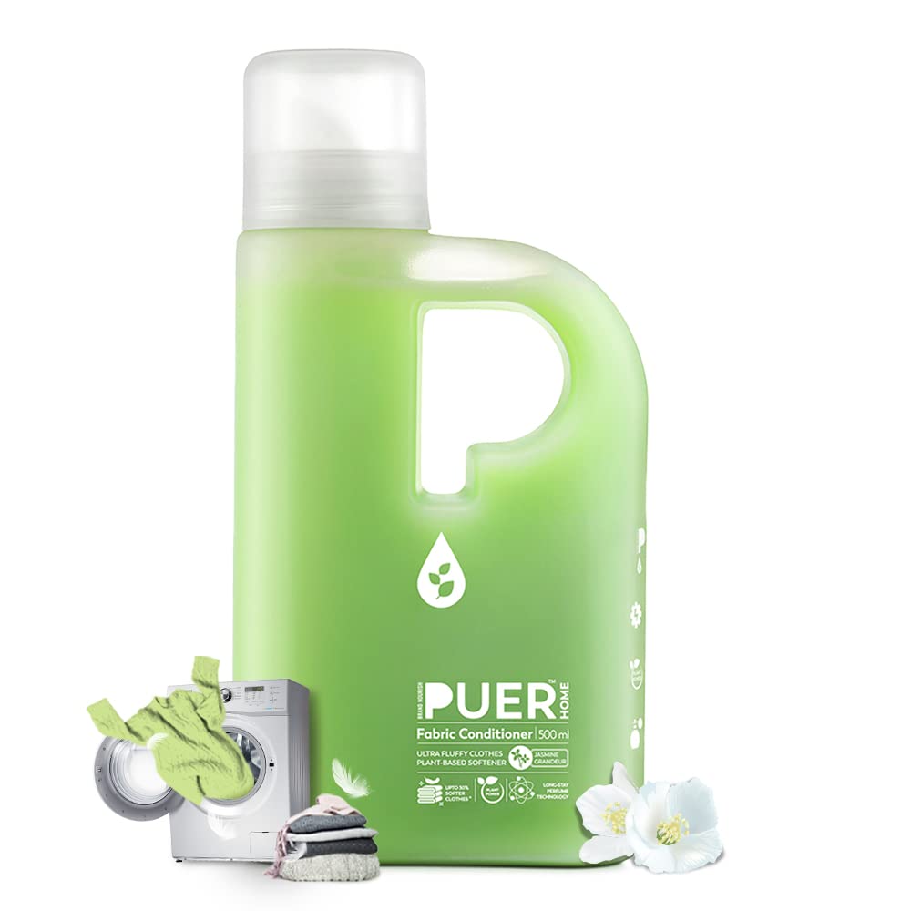 Brand Nourish Puer Plant Based Fabric Conditioner| Jasmine Grandeur | Long Lasting Fragrance & 30% Extra Softness | Eco-Friendly & Plant Powered (500Ml), Liquid