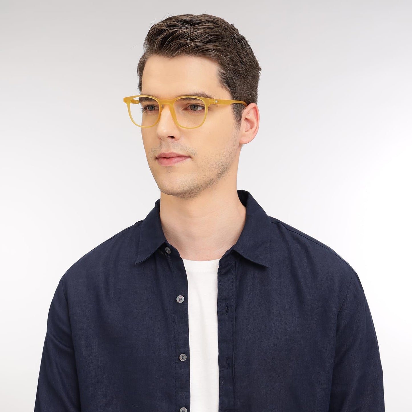 HUSTLR Zero Power Bluecut & Antiglare Computer Eyeglasses | Amber Full Rim Square | As Seen On Shark Tank | Peyush Bansal Glasses | For Men & Women | Medium | LB E14058-W