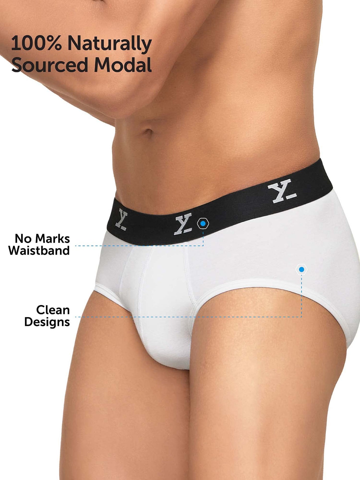 XYXX Men's Underwear Shuffle IntelliSoft Antimicrobial Micro Modal Brief Pack of 2 (Camo Blue & Orange ; White; M)