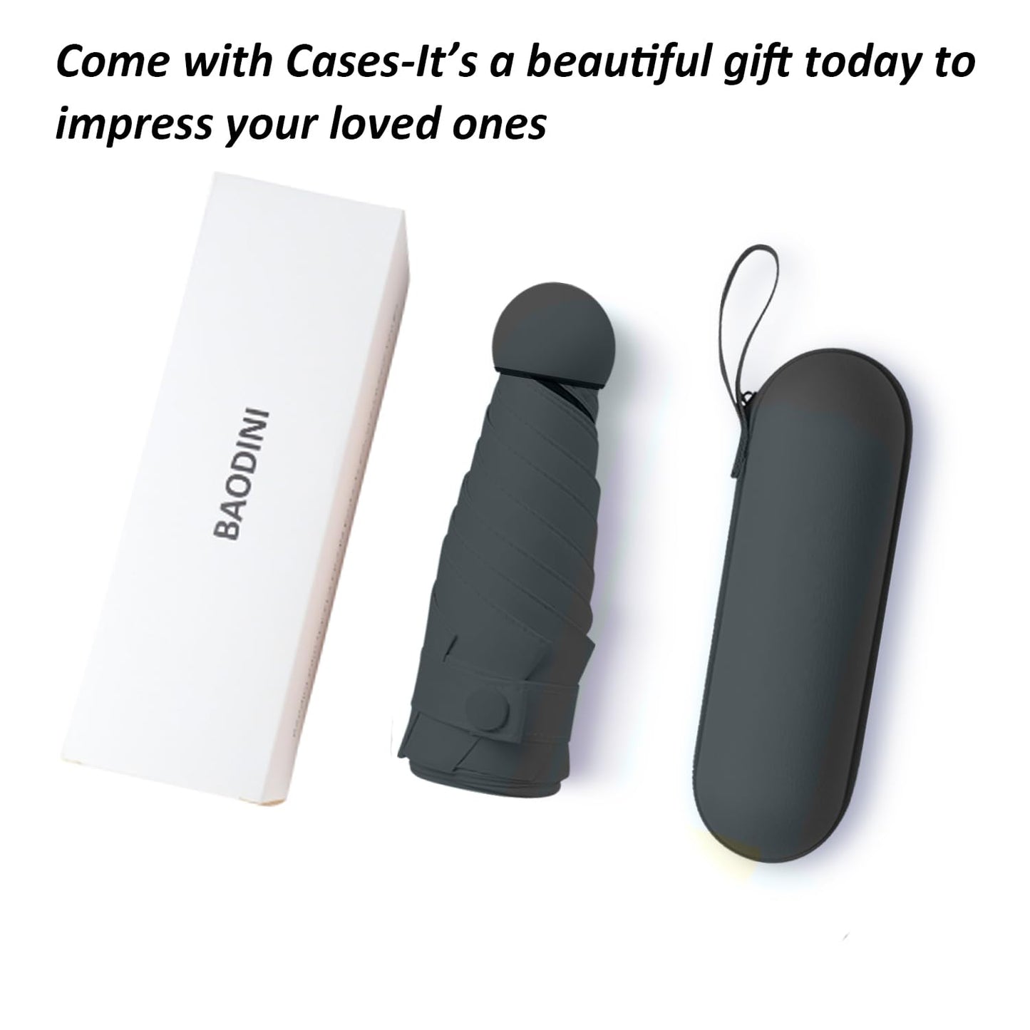 BAODINI Travel Mini Umbrella for Purse With Case-Small Compact UV Umbrella Protection Sun Lightweight Tiny Pocket Umbrella with Case for Women, Girls