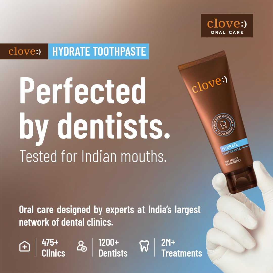 Clove Hydrate Toothpaste | Dry Mouth Solution | Strengthens Mouth's Natural Defense Systems | Boosts Saliva Production | Fights Bad Breath | Sugar Free | Triclosan Free | Paraben Free | Peroxide free| Pack of 1 (100g)