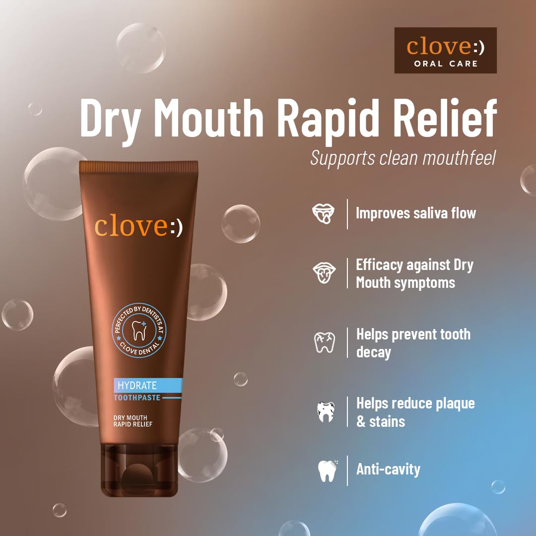 Clove Hydrate Toothpaste | Dry Mouth Solution | Strengthens Mouth's Natural Defense Systems | Boosts Saliva Production | Fights Bad Breath | Sugar Free | Triclosan Free | Paraben Free | Peroxide free| Pack of 1 (100g)