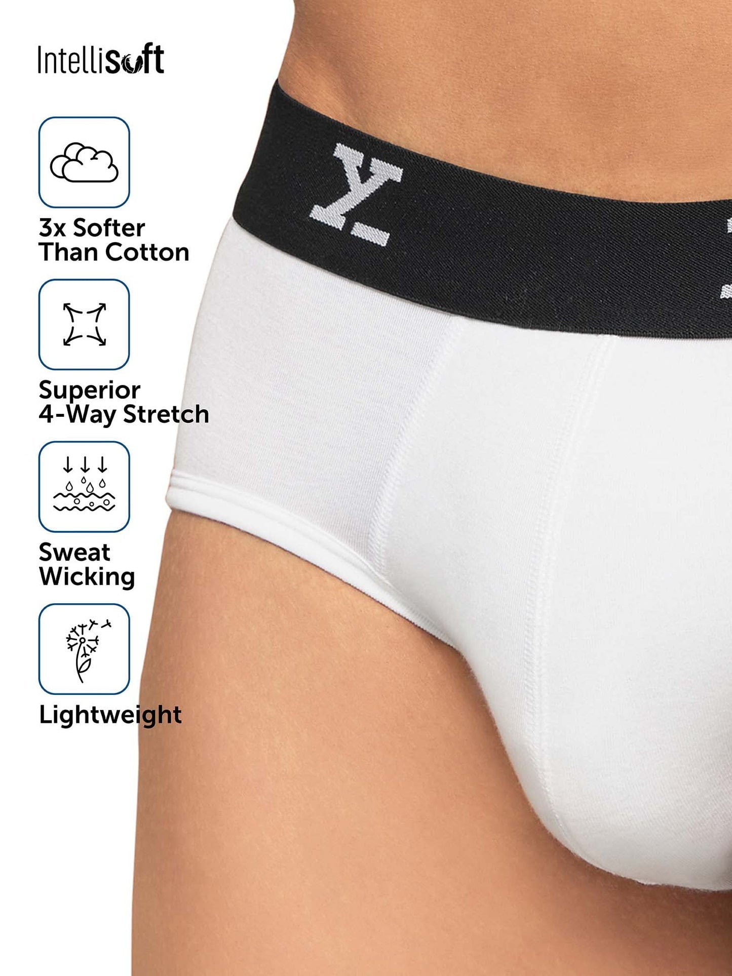 XYXX Men's Underwear Shuffle IntelliSoft Antimicrobial Micro Modal Brief Pack of 2 (Camo Blue & Orange ; White; M)
