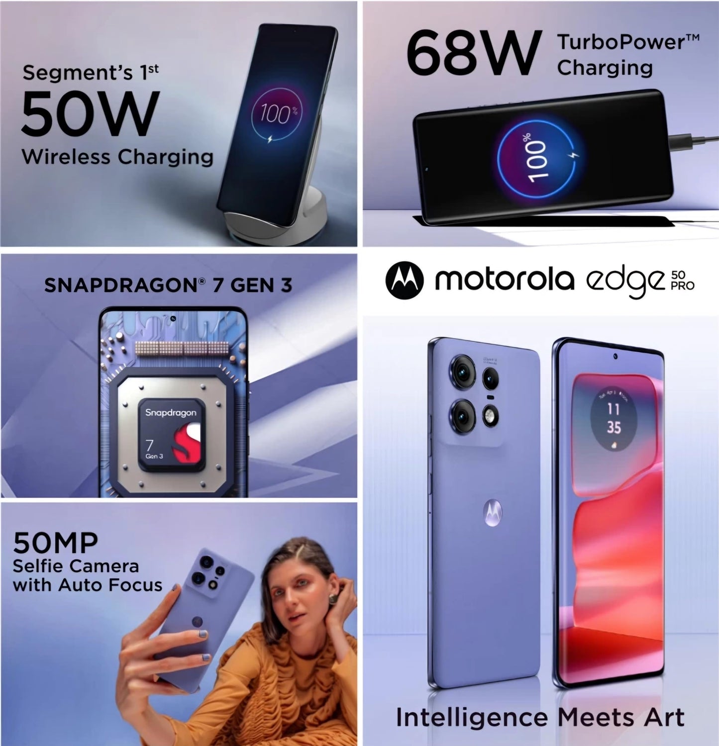 Motorola Edge 50 Pro 5G with 125W Charger (Luxe Lavender, 256 GB) (12 GB RAM)