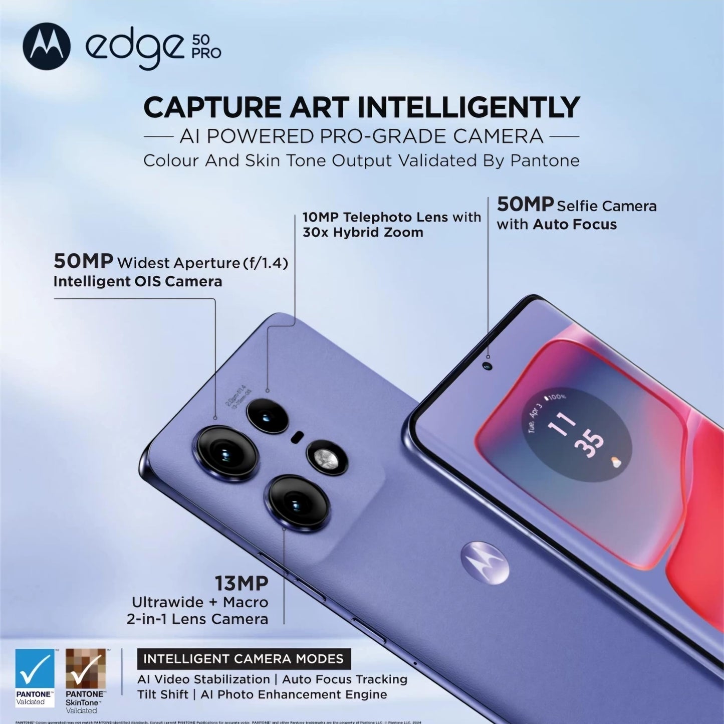Motorola Edge 50 Pro 5G with 125W Charger (Luxe Lavender, 256 GB) (12 GB RAM)