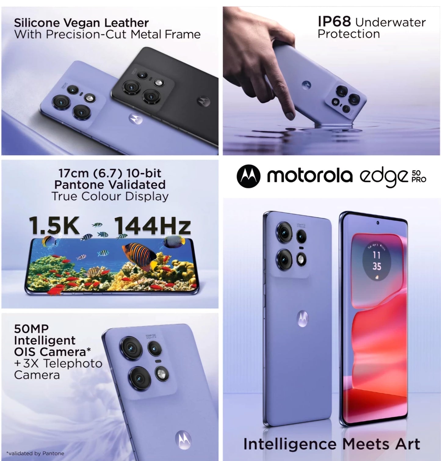 Motorola Edge 50 Pro 5G with 125W Charger (Luxe Lavender, 256 GB) (12 GB RAM)