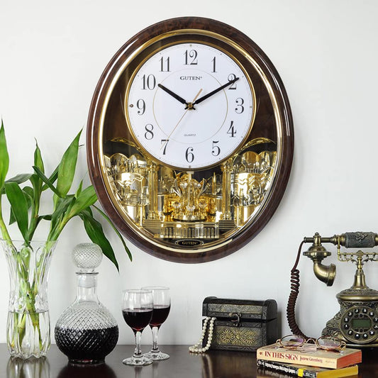Melody & Chime Motion Wall Clock with Rotating Pendulum